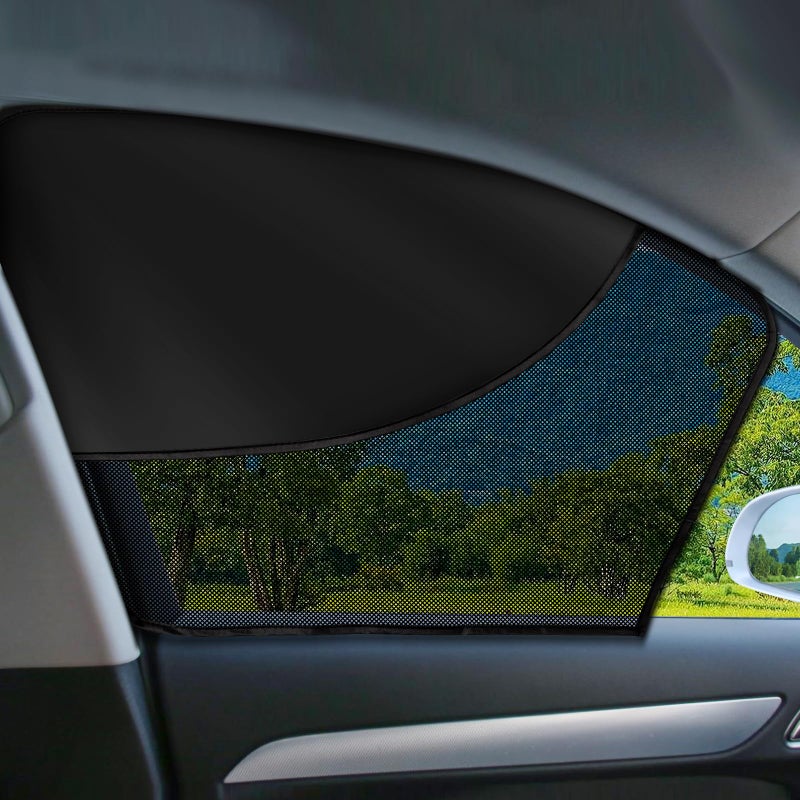 LSTRAGY 2 PCS Car Window Shades Magnetic Double Layer Car Side Window Sun Shades with Half Shade  Front Car Window Covers Blocks Heat and UV Rays Glare for Driver Car Accessories - Image 1